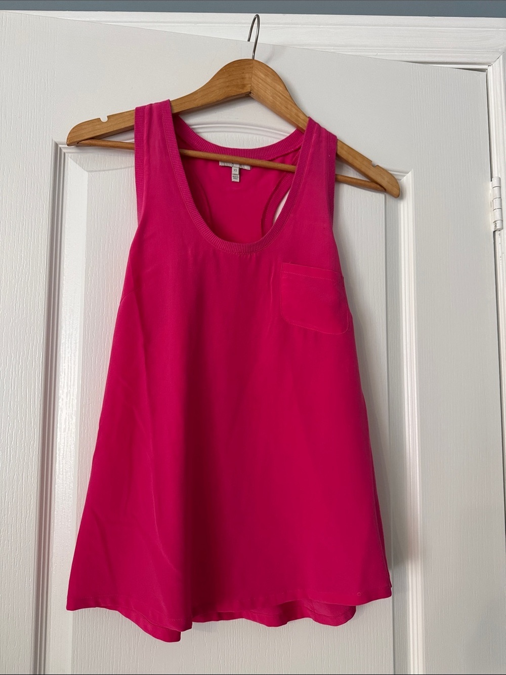 Joie Vibrant Pink Silk Racerback Tank with Scoop Neck Size XS